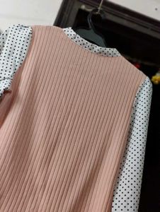 Pink &amp; Polka Dot Blouse Winter Top