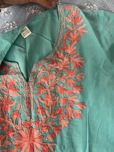 Aqua Blue Embroidered Kurta