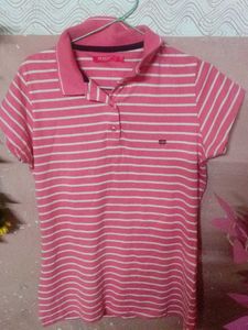 Liz Modi Striped Pink Polo