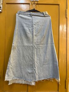 Denim A-Line Midi Skirt