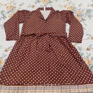 Chic Brown Polka Dot Dress