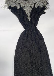 Elegant Beaded Black Evening Dress