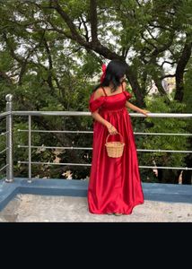 Red Off-Shoulder Satin Gown 🆕