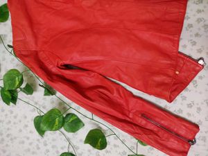 Goth Red Biker leather jacket