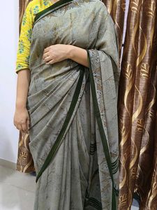 Stylish Grey Printed Saree