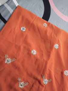 Orange Embroidered Saree