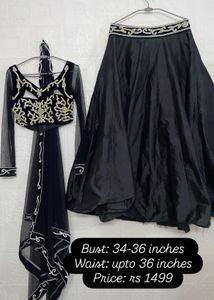 Elegant Black Embroidered Lehenga Choli Set