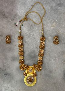Traditional Gold-Toned Necklace & Earrings Set