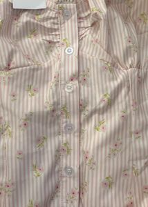 Cute Pink Striped Floral Button-Up Top