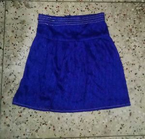 Blue A-Line Knit Skirt