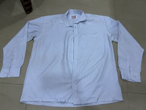 Classic Striped White Men's Button-Down Shirt