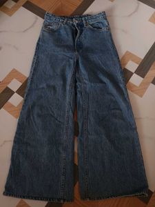 Wide Leg Blue Denim Jeans