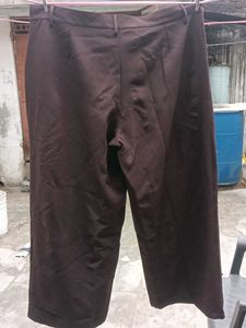 korean pant/Classic Brown Wide-Leg Trousers