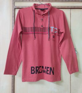 Men's Rust Graphic Full Sleeve T-Shirt | Size 36 |