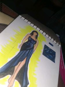 Elegant Blue Evening Gown Sketch