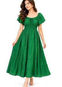westside Green Puff Sleeve Dress