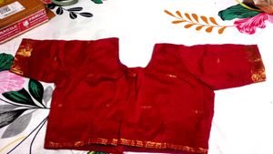Elegant Red Silk Saree with Gold Border