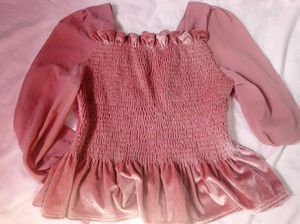 Chic Velvet Smocked Peplum Top