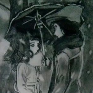 Charcoal Drawing: Winter Romance
