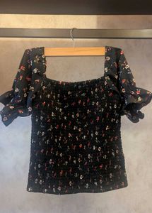 Harpa Floral Print Smocked Top (S)
