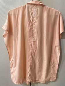 Peach Oversized Button-Up Shirt