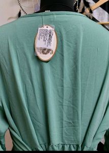 Pluss Green Olive Ruffled Sleeve Dress