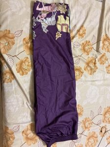 Purple Elephant Print Kurta Set with Dupatta