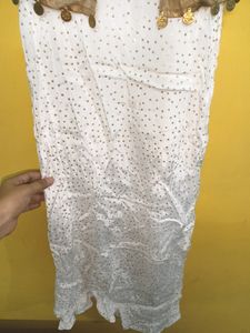 Sparkly White Dress with Gold Shrug