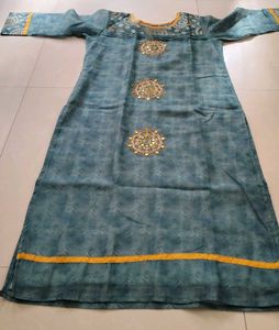Embellished Teal Kurta XXL