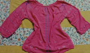 Coral Embroidered Kurta Top