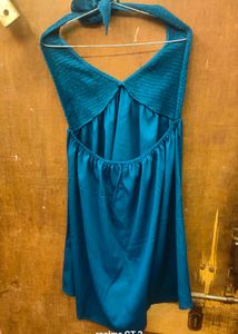 Shein Tie-Up Halter Neck Textured Mini Skater Dres