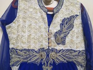 Elegant Blue &amp; White Kurta Set Anarakali drees