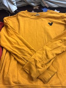 Mustard Sweet Shirt With Orange Crochet Top
