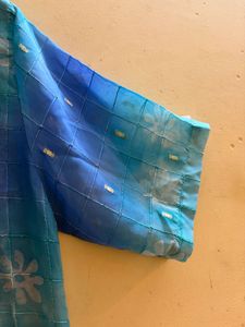 Blue Ombre Beachy shirt with Floral Print