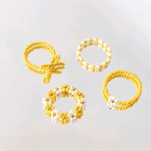 Set of 4 Beaded Rings