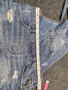 Bershka Distressed Denim Short Dungarees / Shortal