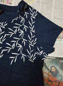 Navy Blue Embroidered T-Shirt