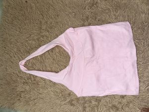 H&amp;M Ribbed Pink Halter Neck Crop Top