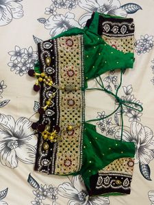 Emerald green diamond work blouse