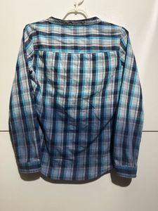 Blue Plaid Button-Up Shirt
