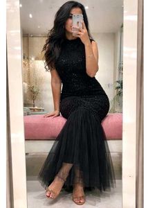 Stunning Black Sequin Evening Gown