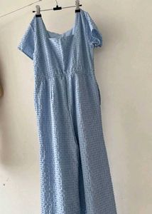 Chic Blue Textured Jumpsuit