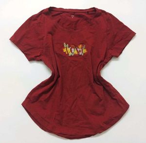 Red Love Embroidered T-Shirt