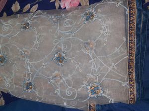 Elegant Embroidered Blue suit with net dupatta