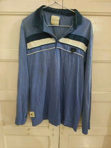 Stylish Blue Striped Long Sleeve Polo Shirt