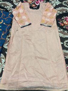 Elegant Pink Kurta with Blue Dupatta