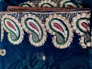 Elegant Dark Green Embroidered Saree blouse 34