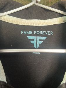 Men Fame Forever Poly Neck Black T Shirt