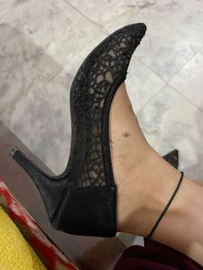 Elegant Black Lace Heels