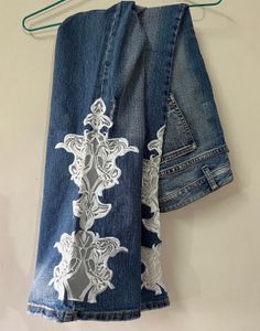 Dreamy Y2K lace applique jeans
